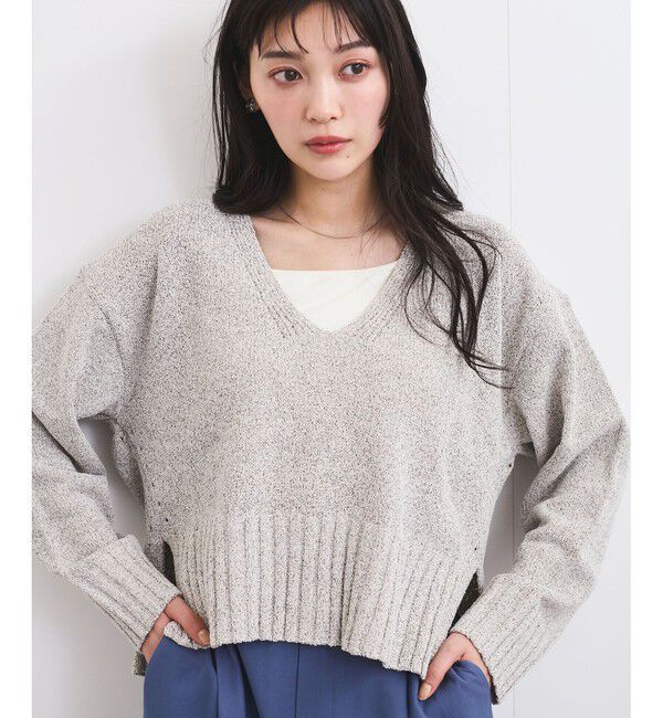 VIS「深Vネックミックスニットプルオーバー」|ニット・セーター|