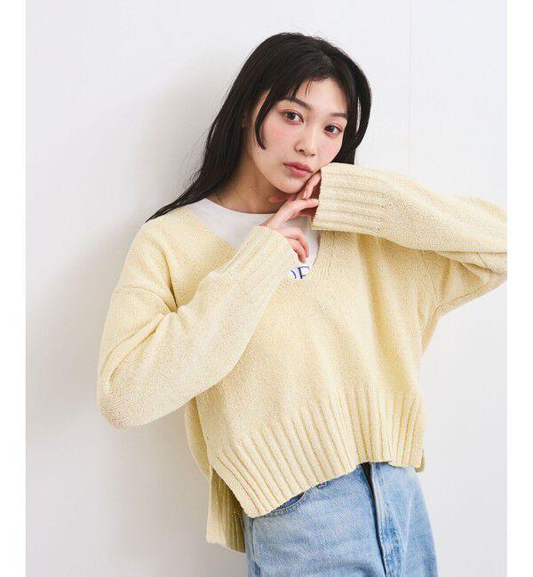 VIS「深Vネックミックスニットプルオーバー」|ニット・セーター|