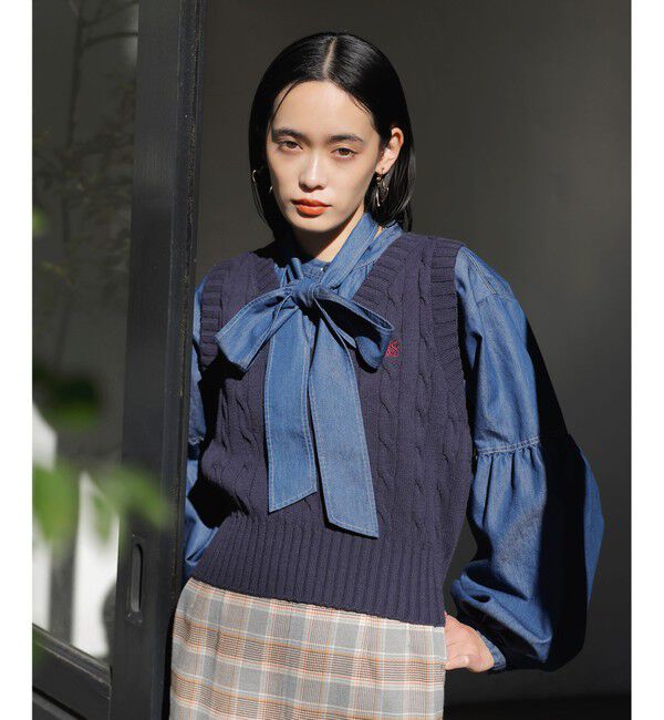 VIS「ロゴ刺繍ケーブルベスト」|ベスト・ジレ|コンメイン