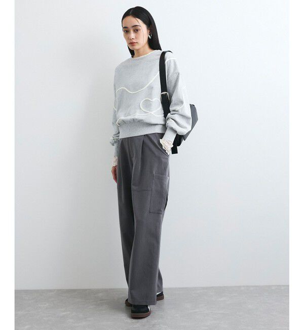 VIS「【洗える】ハート＆リボンコード刺繍スウェット」|スウェット・ジャージ|