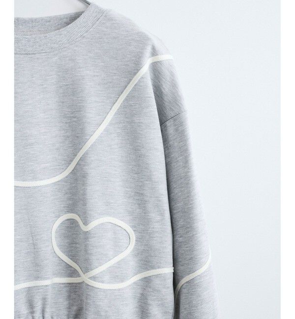 VIS「【洗える】ハート＆リボンコード刺繍スウェット」|スウェット・ジャージ|