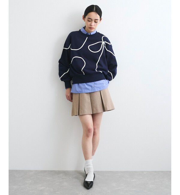 VIS「【洗える】ハート＆リボンコード刺繍スウェット」|スウェット・ジャージ|