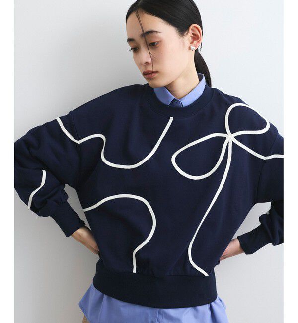 VIS「【洗える】ハート＆リボンコード刺繍スウェット」|スウェット・ジャージ|