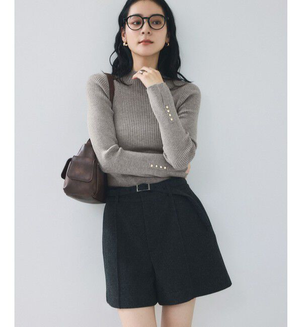 VIS「スリーブ釦アクセントリブニット/WEB限定FSサイズ・静電気防止」|ニット・セーター|