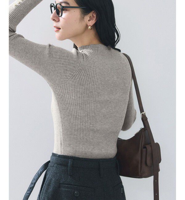 VIS「スリーブ釦アクセントリブニット/WEB限定FSサイズ・静電気防止」|ニット・セーター|