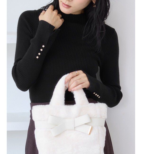 VIS「スリーブ釦アクセントリブニット/WEB限定FSサイズ・静電気防止」|ニット・セーター|