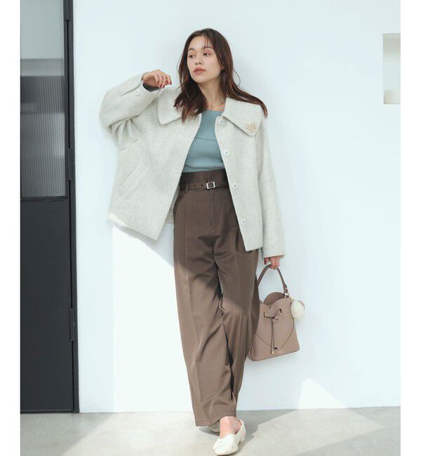 VIS「【アウター総選挙1位】ビッグカラーモモンガシャギーショートコート」|ブルゾン・スタジャン|