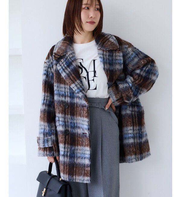 VIS「【WEB限定】シャギーミディ丈Pコート」|ピーコート|