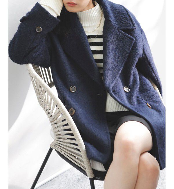 VIS「【WEB限定】シャギーミディ丈Pコート」|ピーコート|