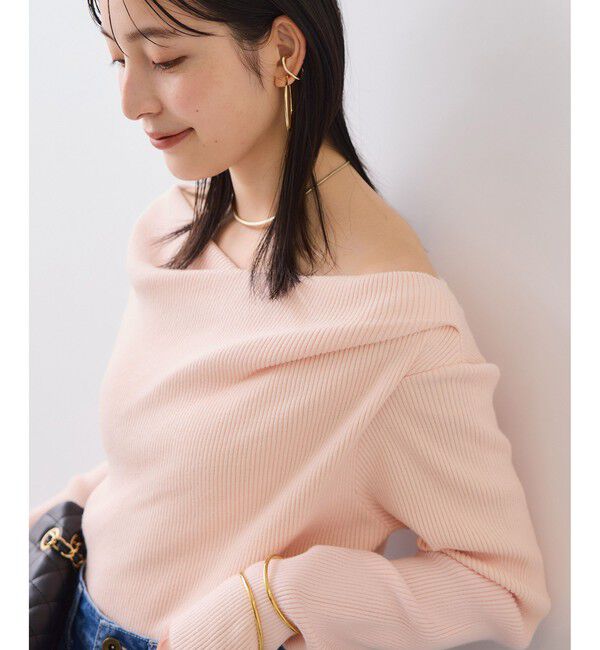 VIS「【美得】もちもちドレープリブニットトップス/イージーケア」|ニット・セーター|