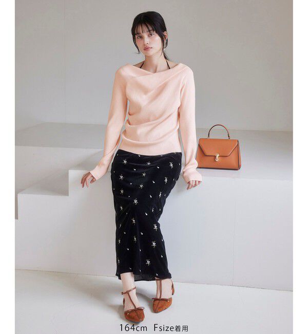 VIS「【美得】もちもちドレープリブニットトップス/イージーケア」|ニット・セーター|