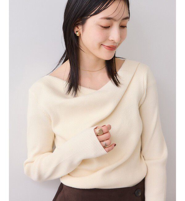 VIS「【美得】もちもちドレープリブニットトップス/イージーケア」|ニット・セーター|