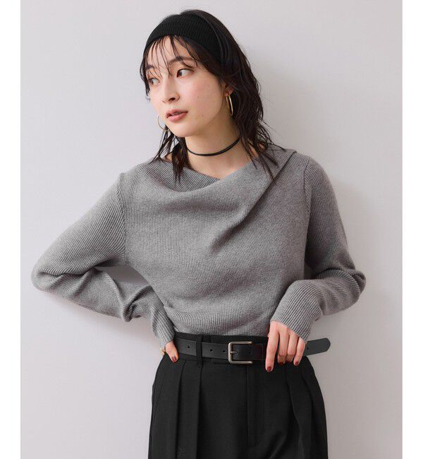 VIS「【美得】もちもちドレープリブニットトップス/イージーケア」|ニット・セーター|