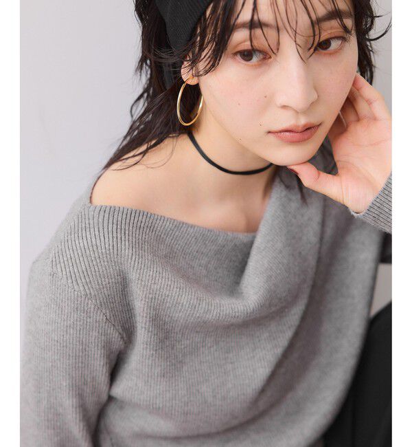 VIS「【美得】もちもちドレープリブニットトップス/イージーケア」|ニット・セーター|