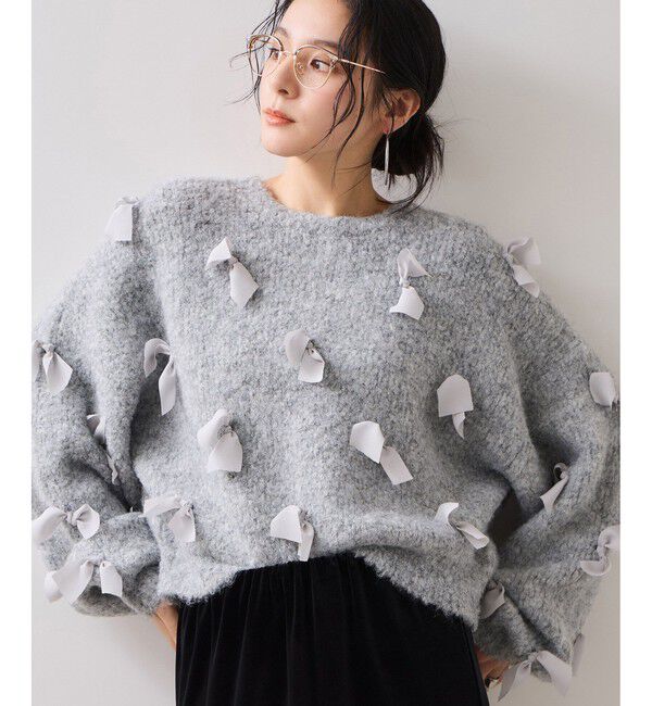 VIS「【WEB限定】ゆるっとボリュームリボンモチーフニット」|ニット・セーター|