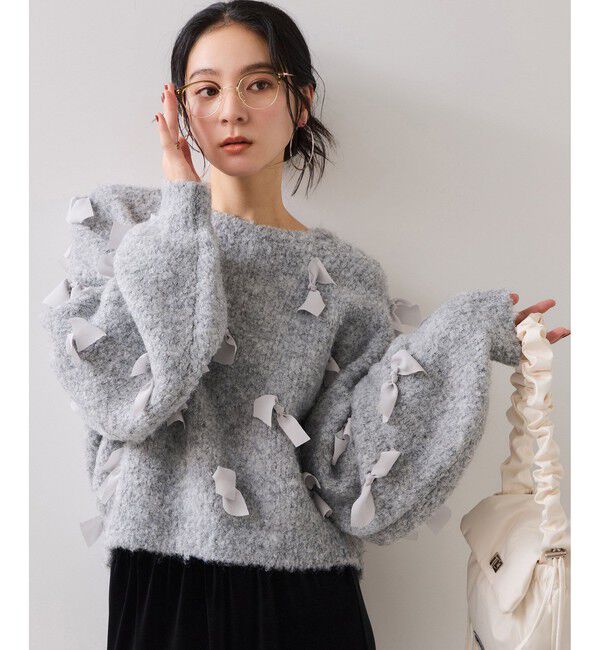 VIS「【WEB限定】ゆるっとボリュームリボンモチーフニット」|ニット・セーター|