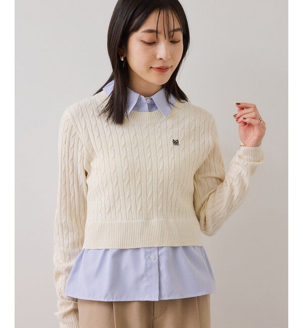VIS「【美得】ハイゲージケーブシャツドッキングプルオーバー」|ニット・セーター|