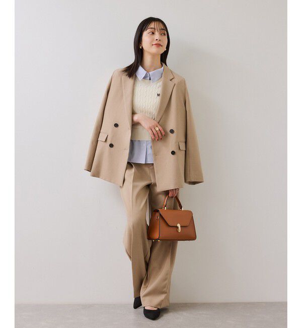 VIS「【美得】ハイゲージケーブシャツドッキングプルオーバー」|ニット・セーター|