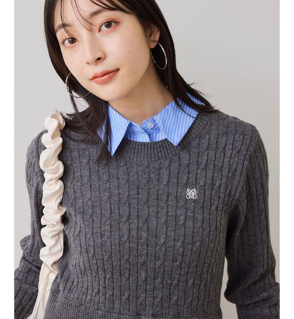 VIS「【美得】ハイゲージケーブシャツドッキングプルオーバー」|ニット・セーター|