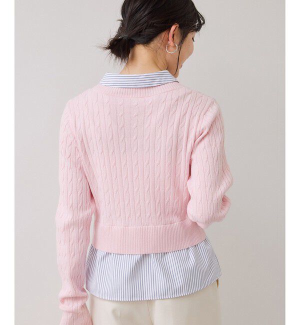 VIS「【美得】ハイゲージケーブシャツドッキングプルオーバー」|ニット・セーター|