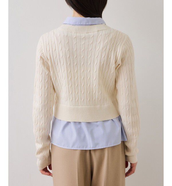 VIS「【美得】ハイゲージケーブシャツドッキングプルオーバー」|ニット・セーター|