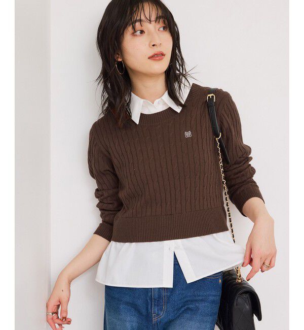 VIS「【美得】ハイゲージケーブシャツドッキングプルオーバー」|ニット・セーター|