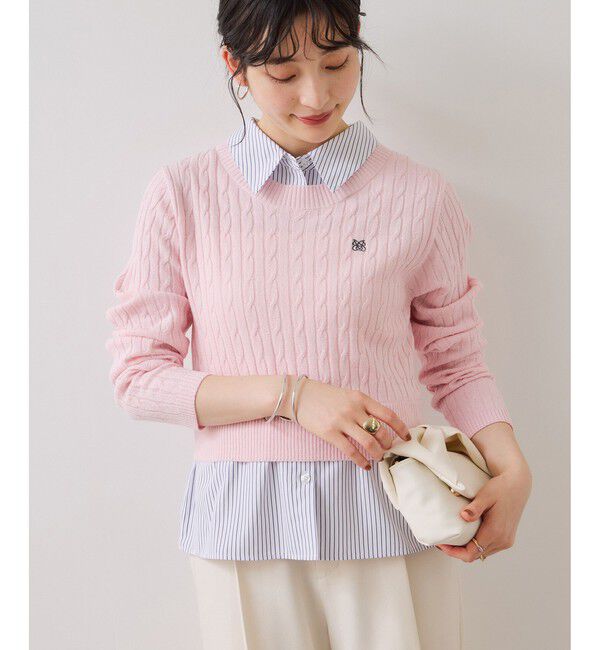 VIS「【美得】ハイゲージケーブシャツドッキングプルオーバー」|ニット・セーター|