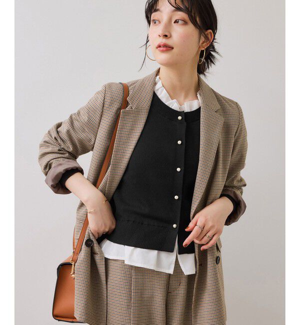 VIS「フリル襟ドッキングニットカーディガントップス」|ニット・セーター|