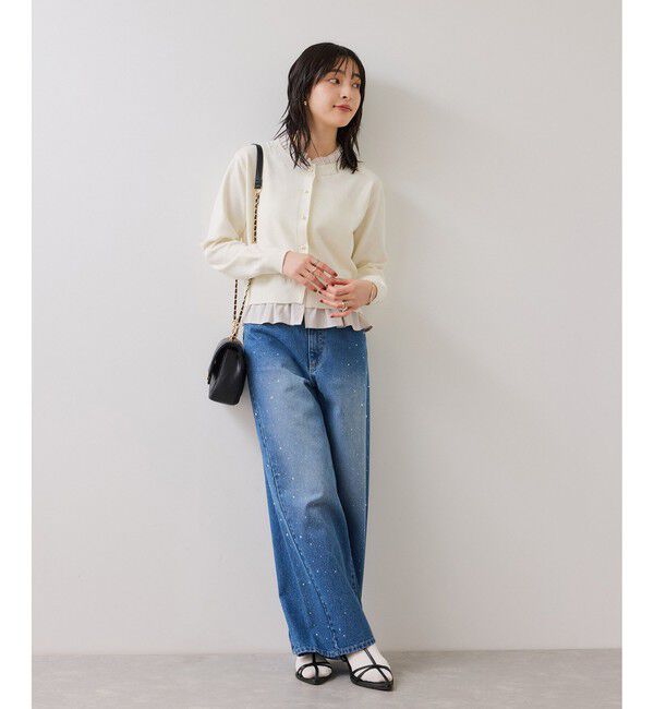 VIS「フリル襟ドッキングニットカーディガントップス」|ニット・セーター|