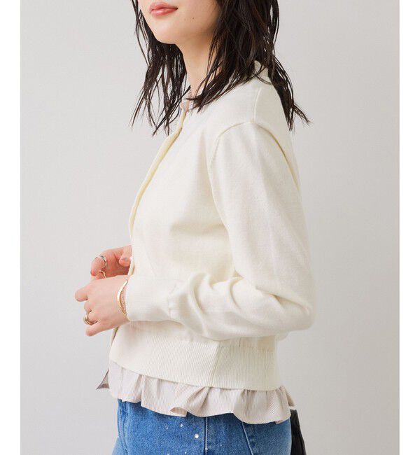 VIS「フリル襟ドッキングニットカーディガントップス」|ニット・セーター|