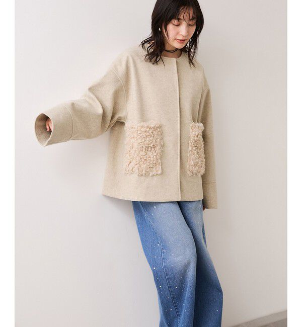 VIS「【WEB限定】ボアポケットノーカラーコート」|その他|