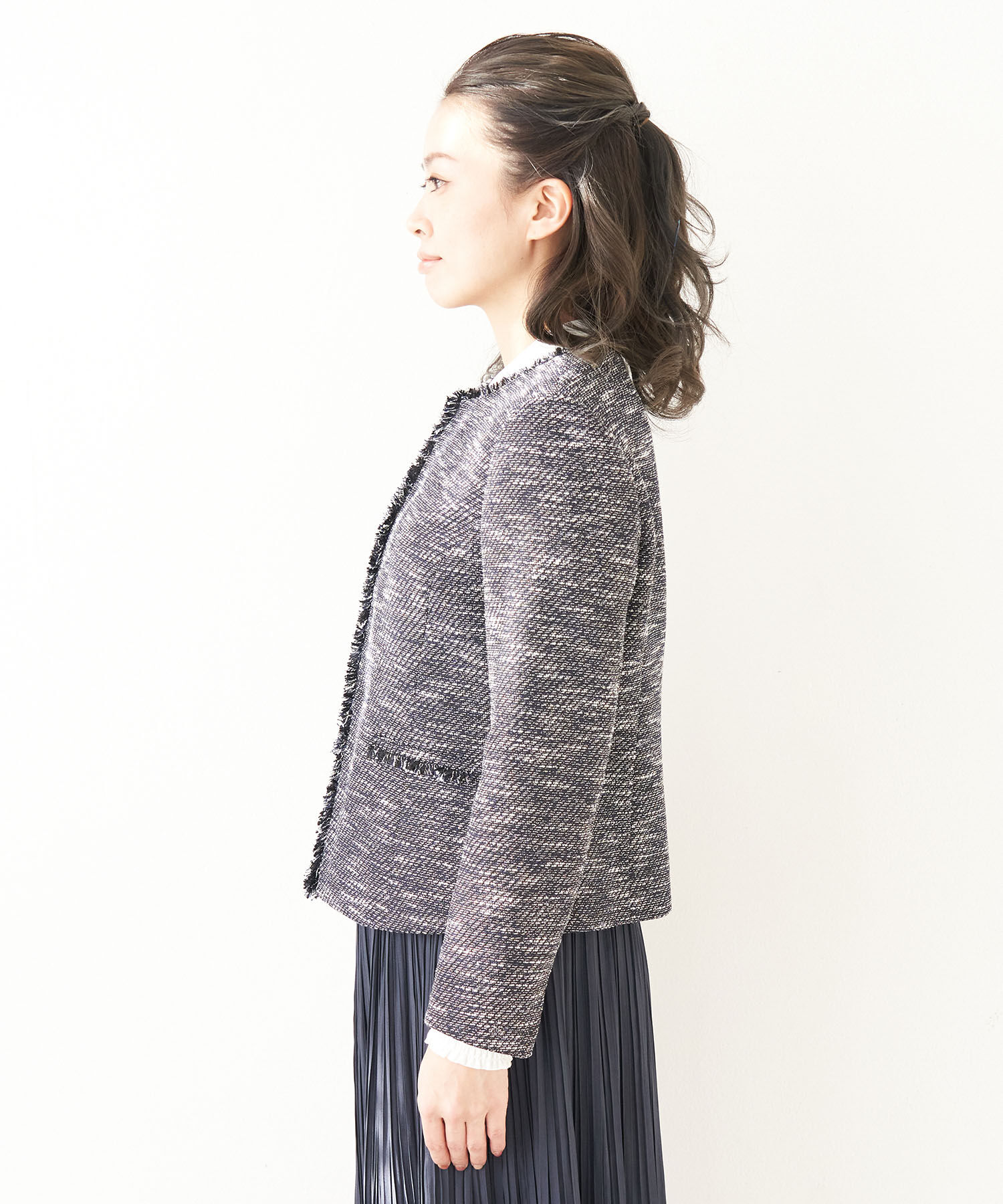 Rope&rsquo;Picnic「【セットアップ対応】ファンシーツィードフリンジノーカラージャケット」|ノーカラージャケット|