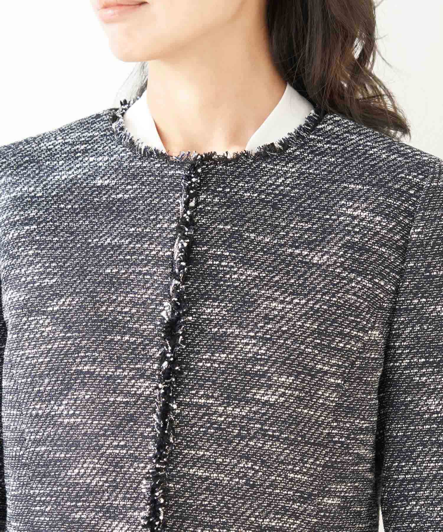 Rope&rsquo;Picnic「【セットアップ対応】ファンシーツィードフリンジノーカラージャケット」|ノーカラージャケット|