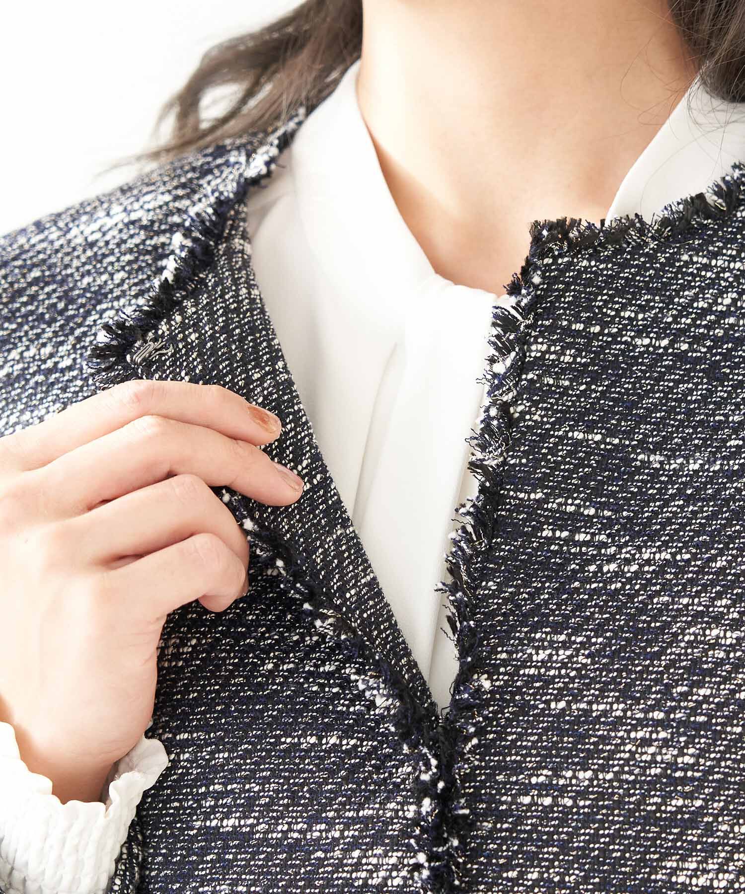 Rope&rsquo;Picnic「【セットアップ対応】ファンシーツィードフリンジノーカラージャケット」|ノーカラージャケット|