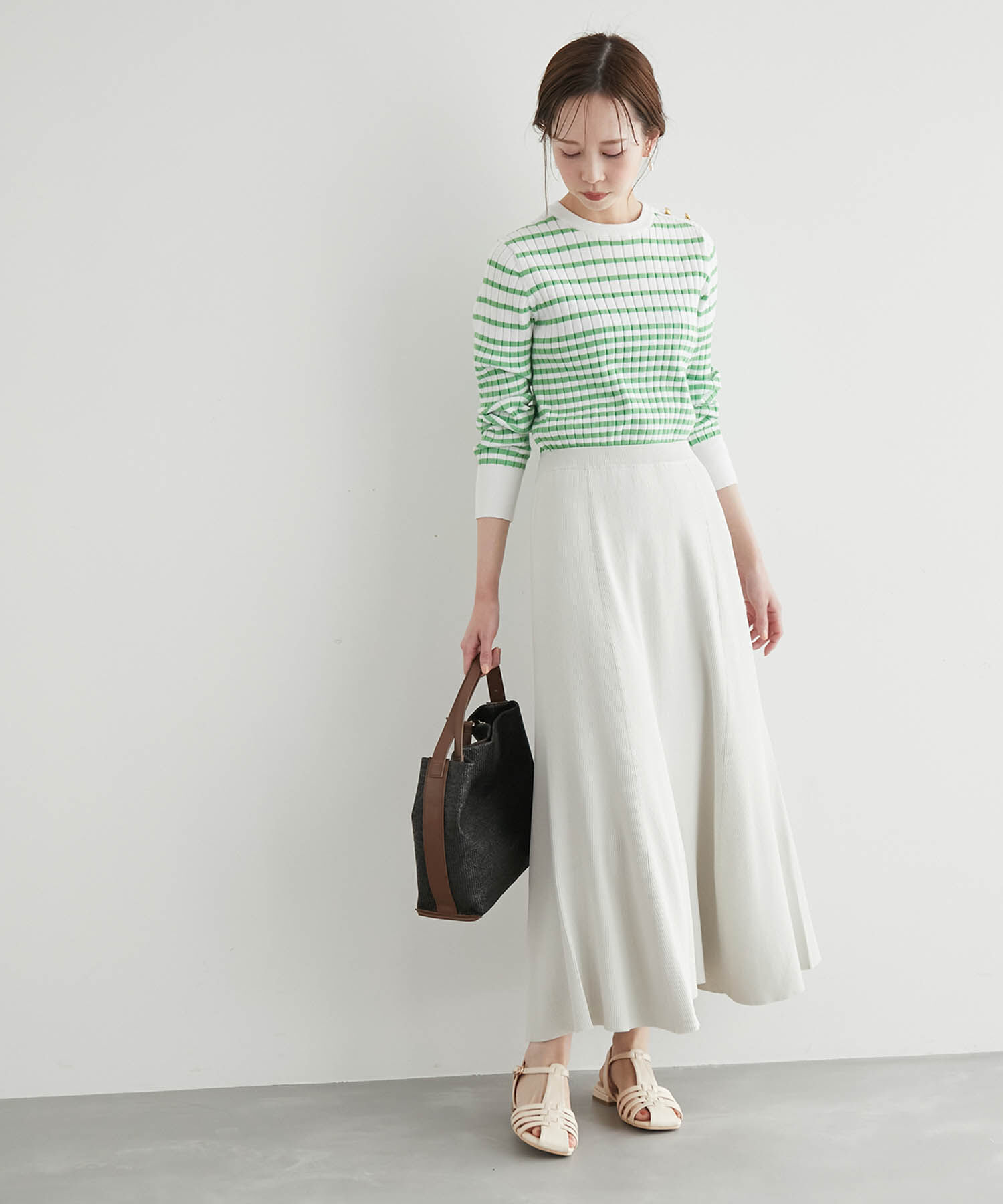 Rope&rsquo;Picnic「【UVカット・洗濯機OK】リブフレアニットスカート」|スカート|