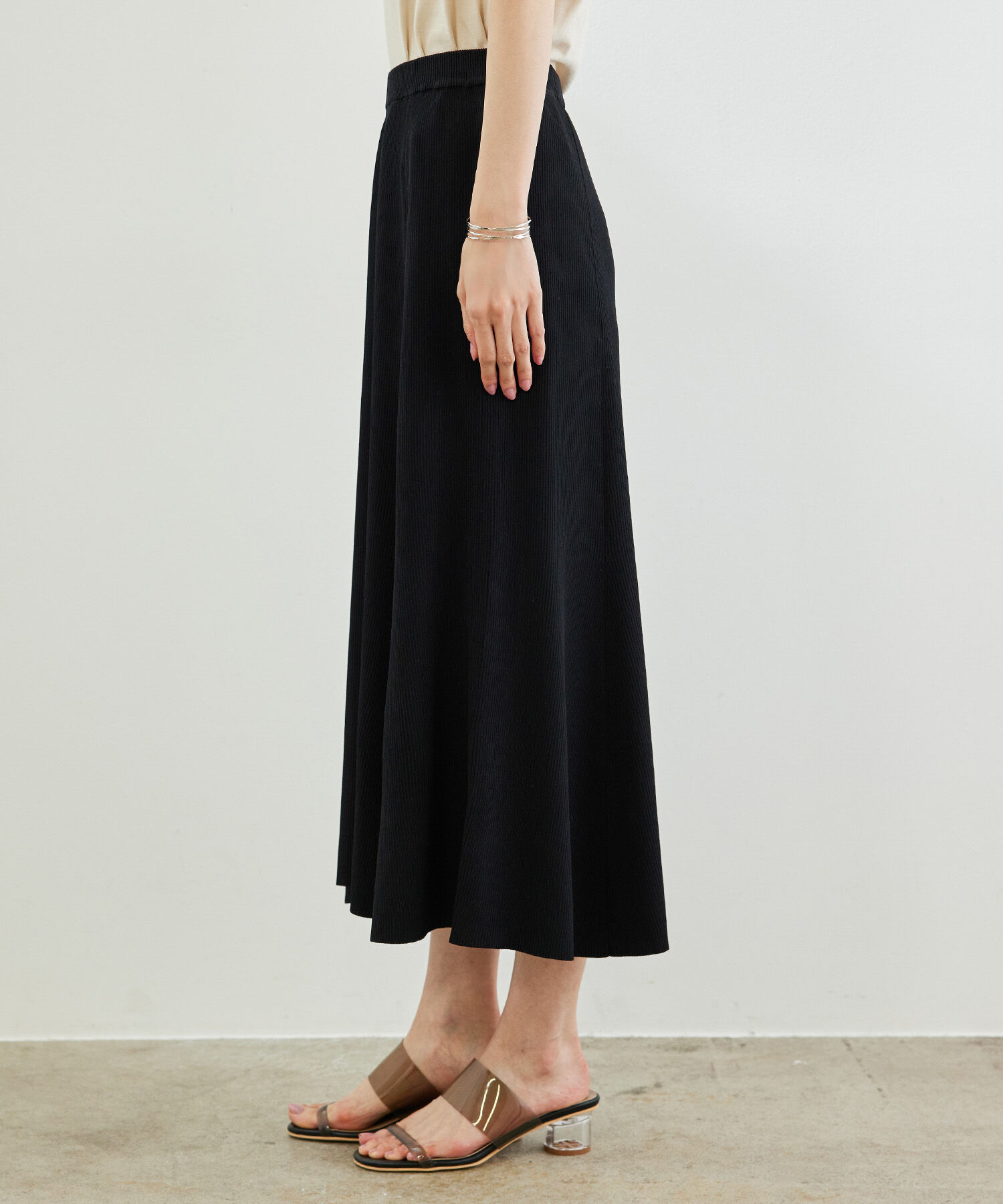 Rope&rsquo;Picnic「【UVカット・洗濯機OK】リブフレアニットスカート」|スカート|