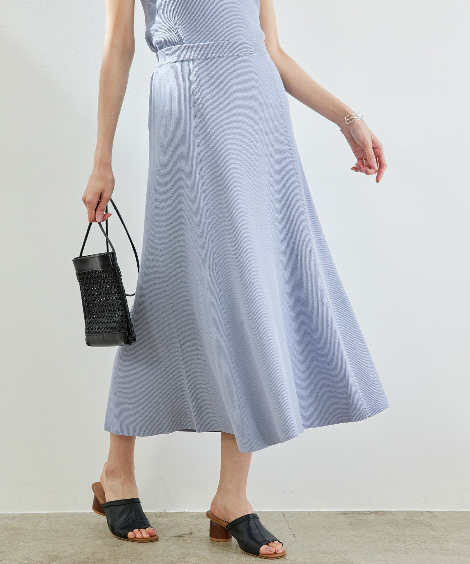 Rope&rsquo;Picnic「【UVカット・洗濯機OK】リブフレアニットスカート」|スカート|