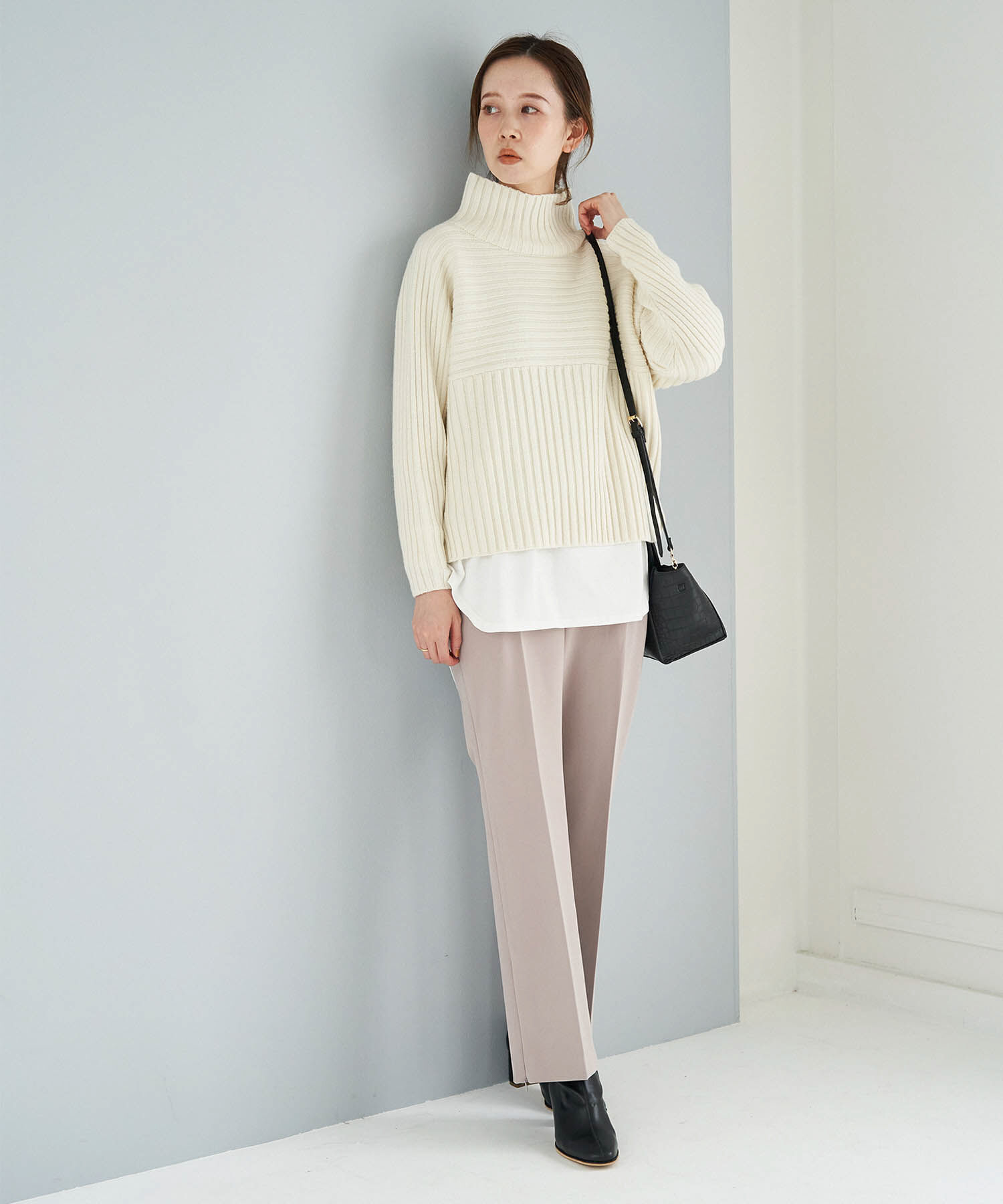 Rope&rsquo;Picnic「【芳根京子さん別注カラー:ブルー,カラシ】リブ切替プルオーバー」|ニット・セーター|