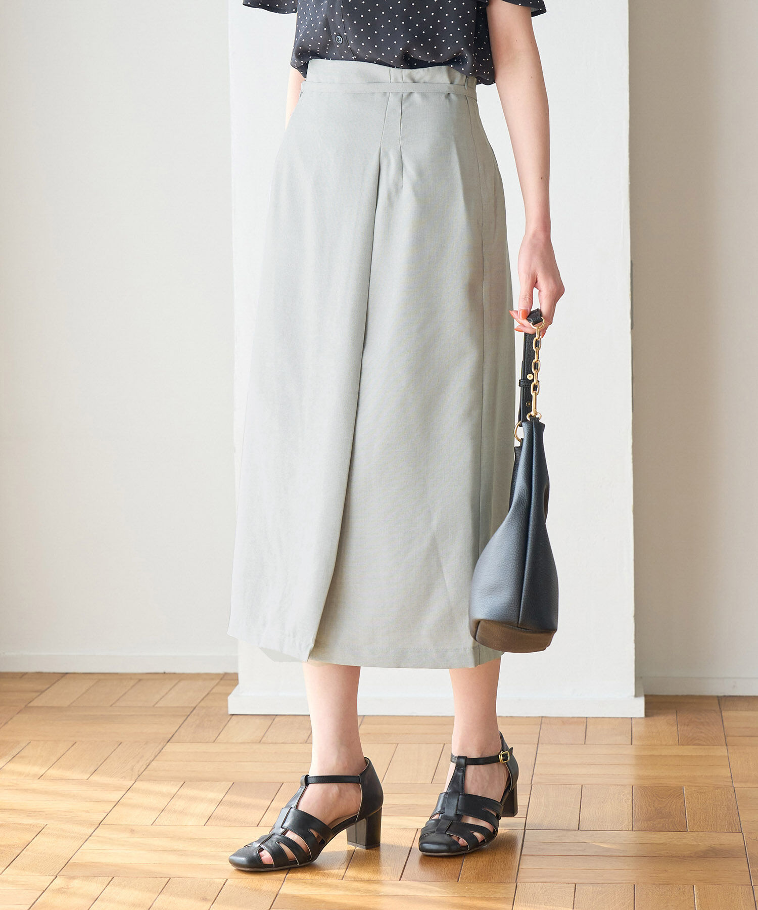 Rope&rsquo;Picnic「【着丈が選べる/着丈長め】リネンライクラップスカート」|スカート|