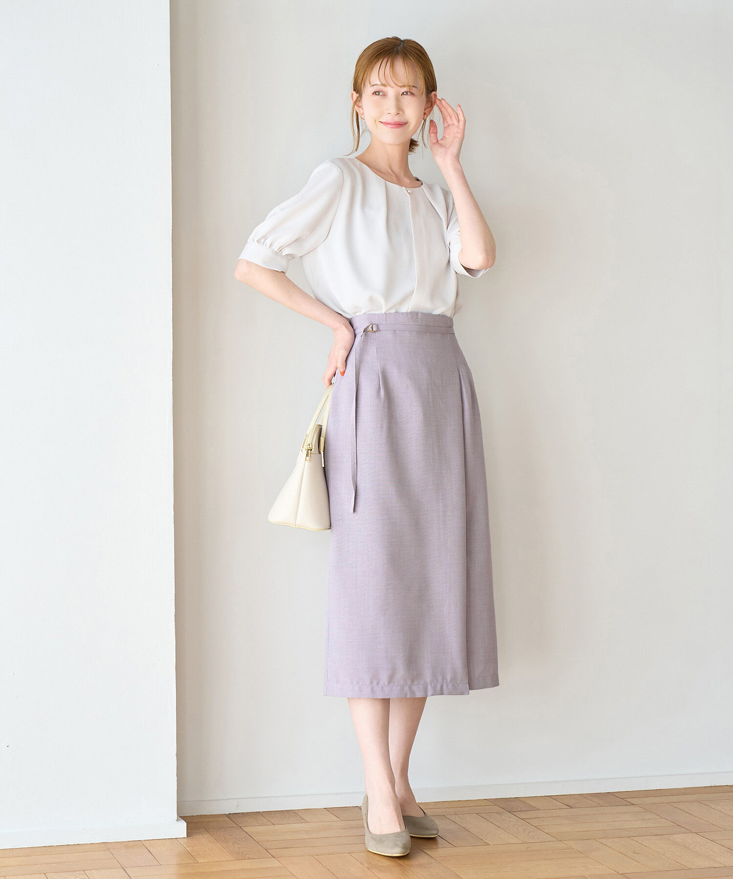 Rope&rsquo;Picnic「【着丈が選べる/着丈長め】リネンライクラップスカート」|スカート|