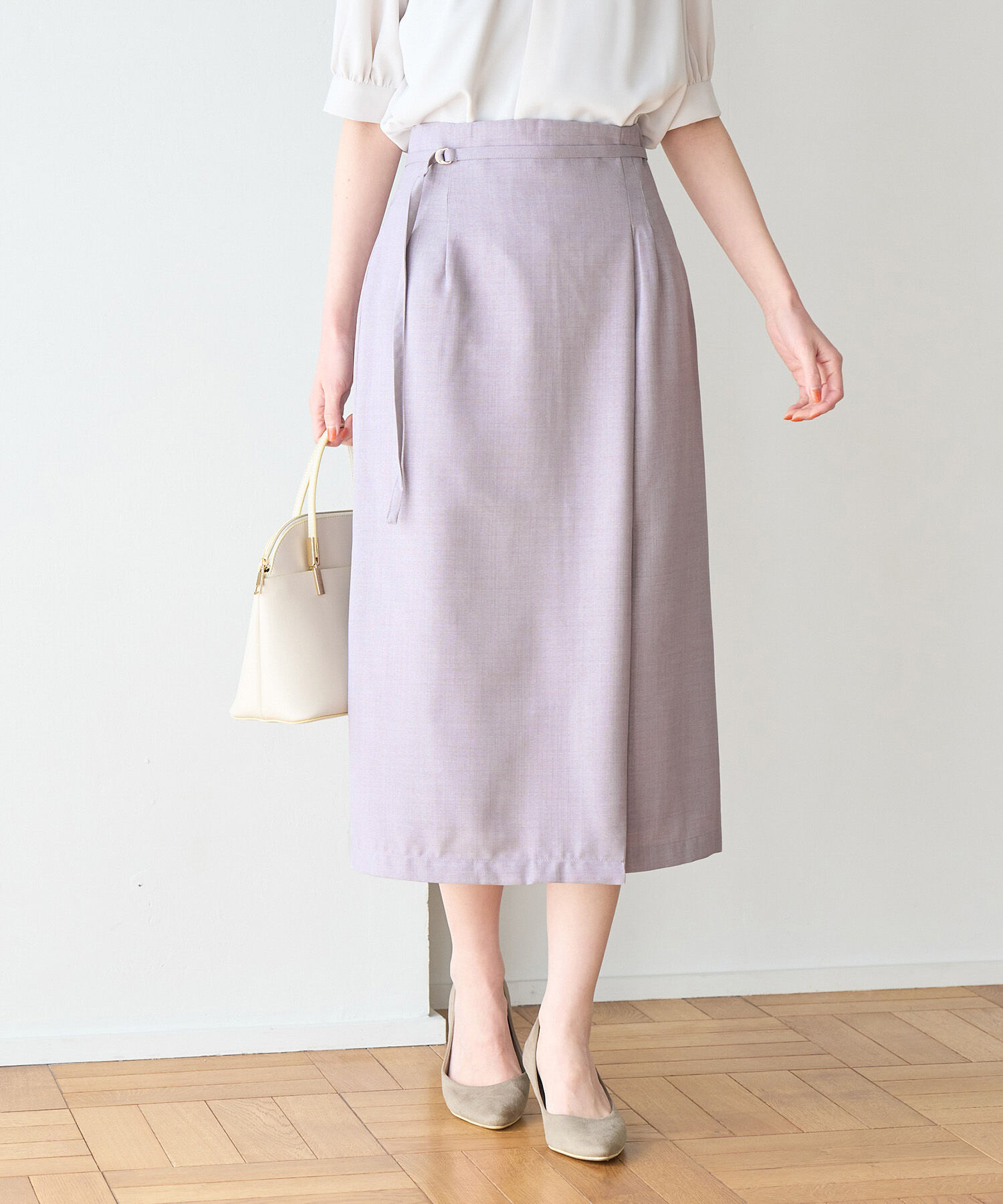 Rope&rsquo;Picnic「【着丈が選べる/着丈長め】リネンライクラップスカート」|スカート|