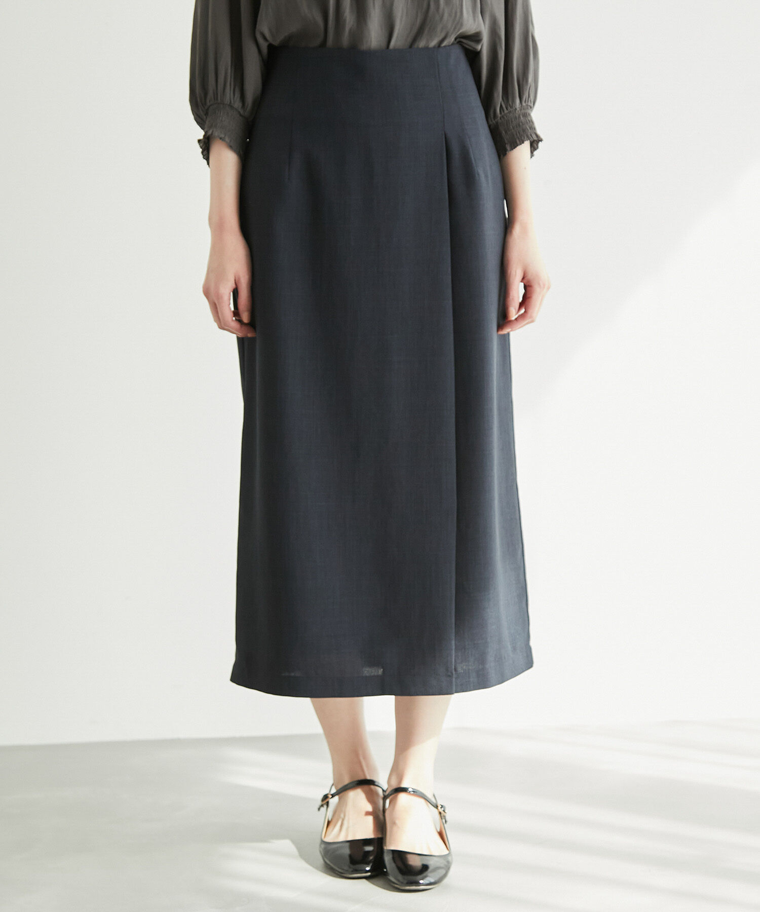 Rope&rsquo;Picnic「【着丈が選べる/着丈長め】リネンライクラップスカート」|スカート|