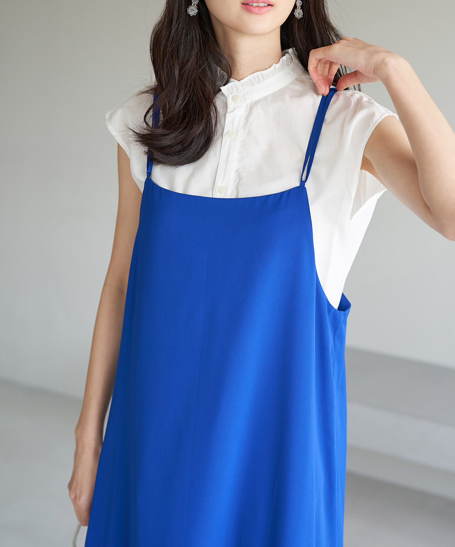 Rope&rsquo;Picnic「フリルバンドカラーフレンチスリーブシャツ　ストライプシャツ」|シャツ・ブラウス|