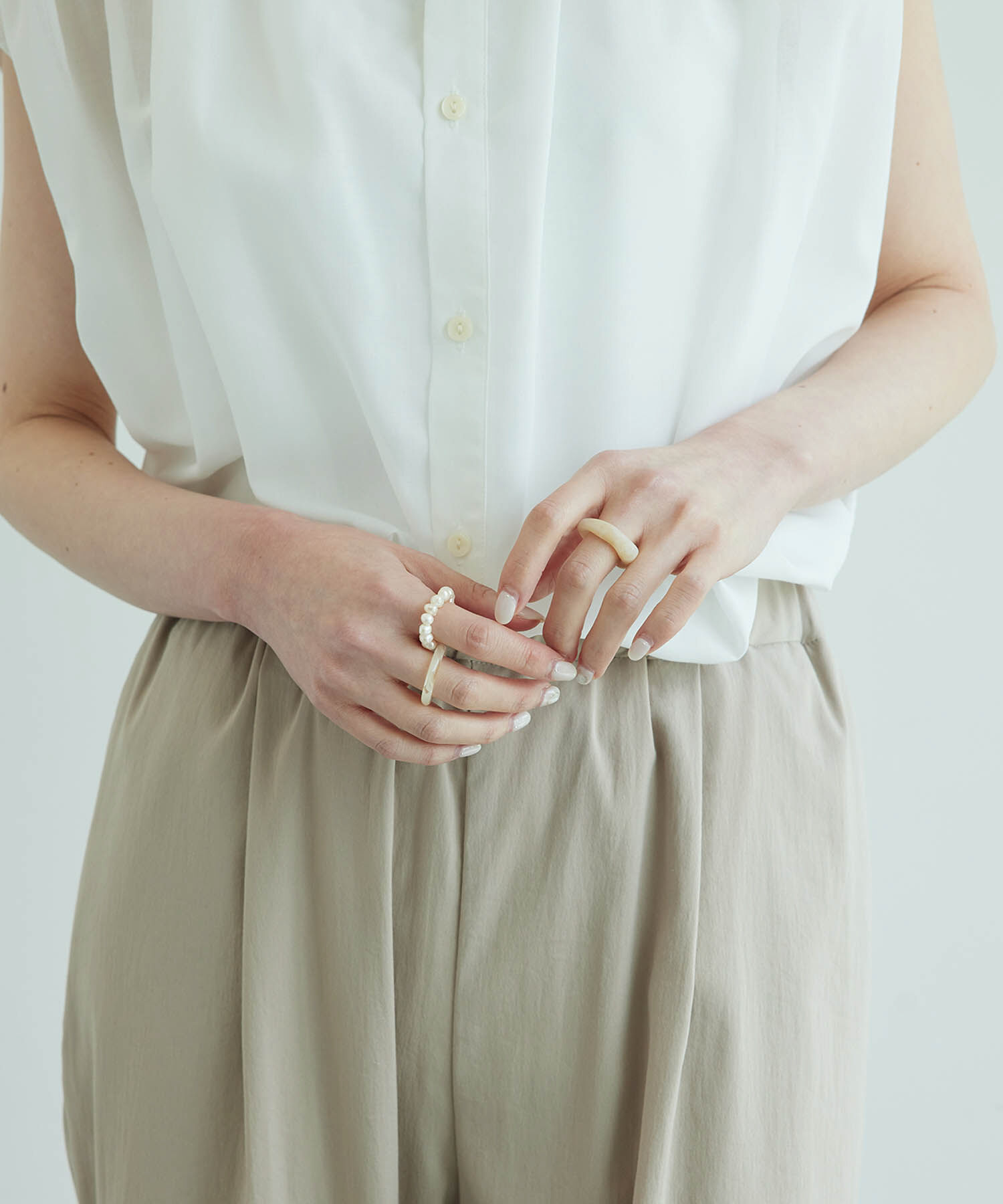 ROPE PICNIC PASSAGE「淡水パール&times;マーブルリングセット」|リング|