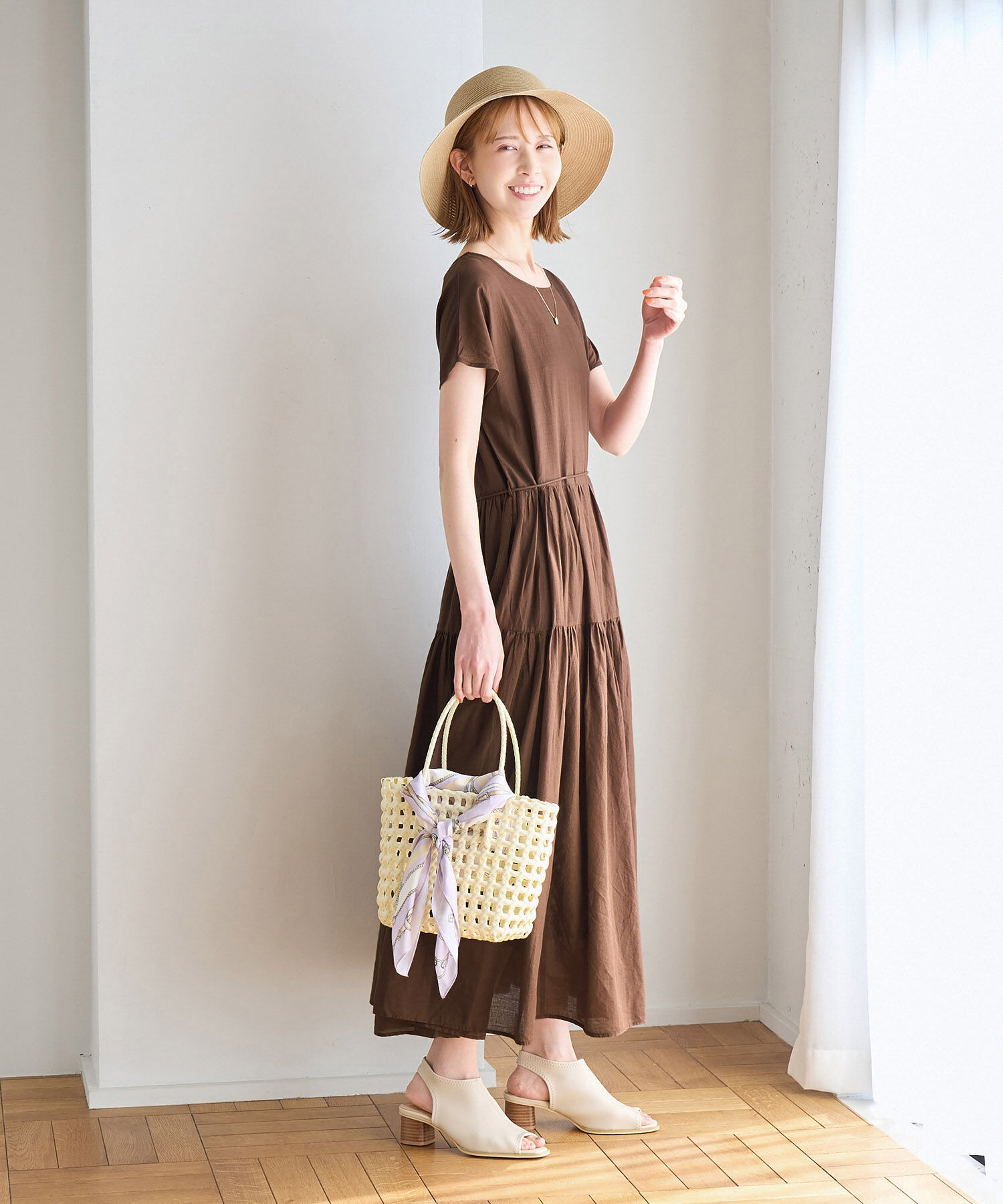 Rope&rsquo;Picnic「【WEB限定カラー:ブラウン,グリーン】リンクコーデ/2WAY INDIAティアードワンピース」|ワンピース|