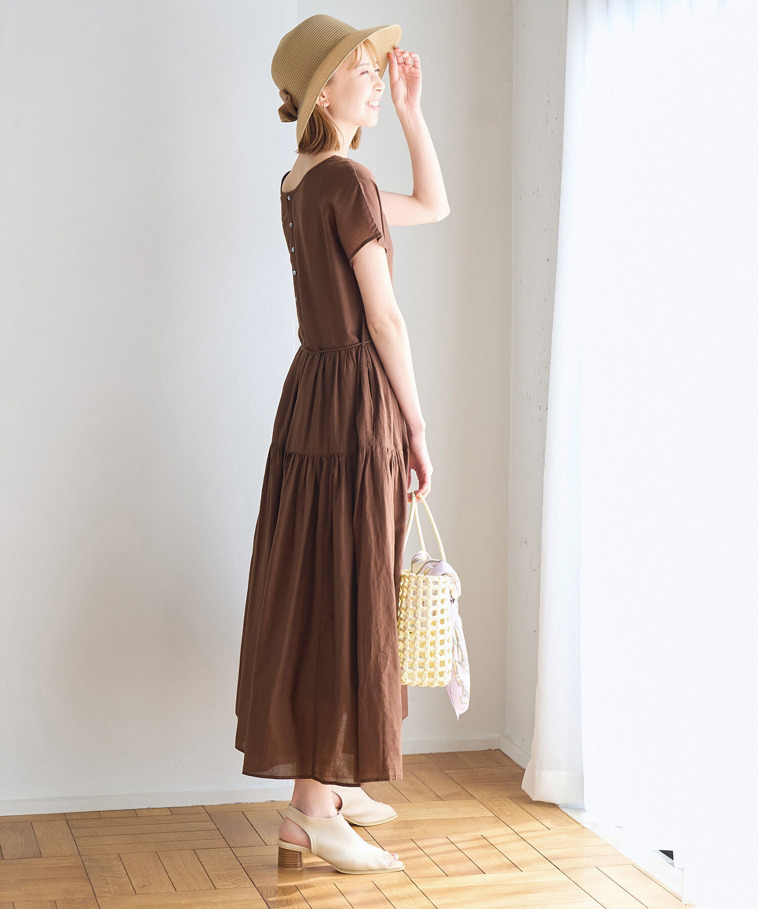 Rope&rsquo;Picnic「【WEB限定カラー:ブラウン,グリーン】リンクコーデ/2WAY INDIAティアードワンピース」|ワンピース|