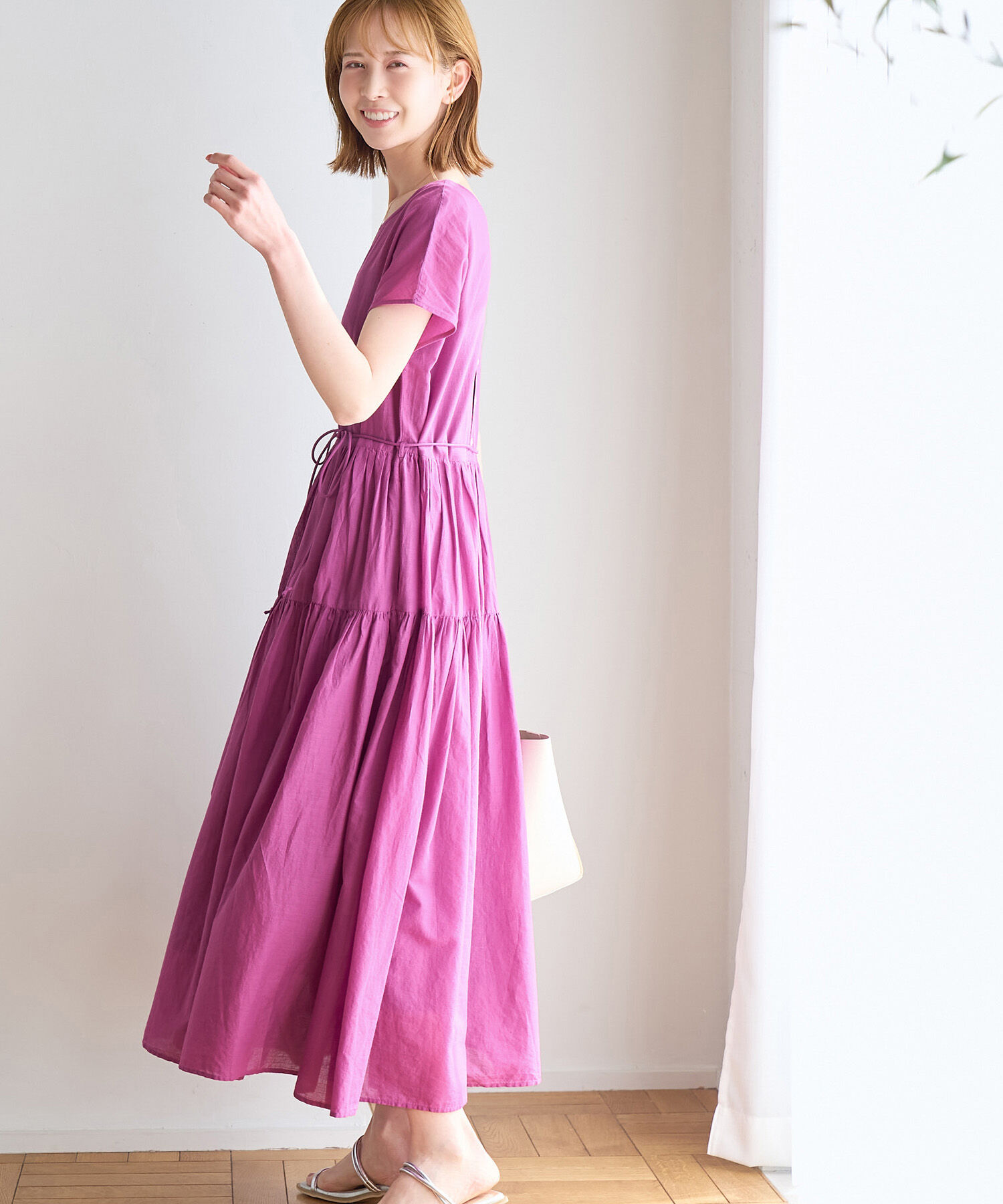 Rope&rsquo;Picnic「【WEB限定カラー:ブラウン,グリーン】リンクコーデ/2WAY INDIAティアードワンピース」|ワンピース|ピンク系(65)