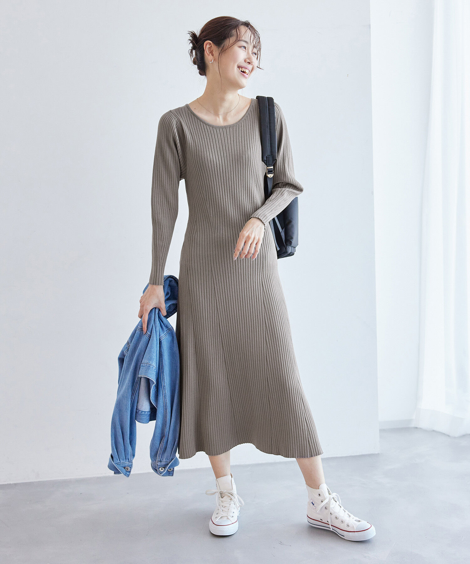 Rope&rsquo;Picnic「【WEB限定】きれいめフレアニットワンピース」|ワンピース|