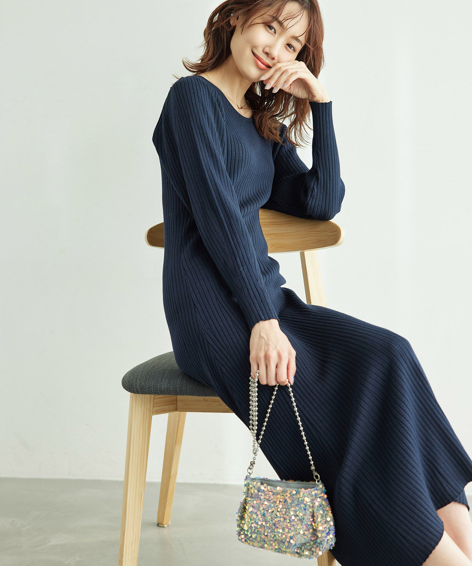 Rope&rsquo;Picnic「【WEB限定】きれいめフレアニットワンピース」|ワンピース|