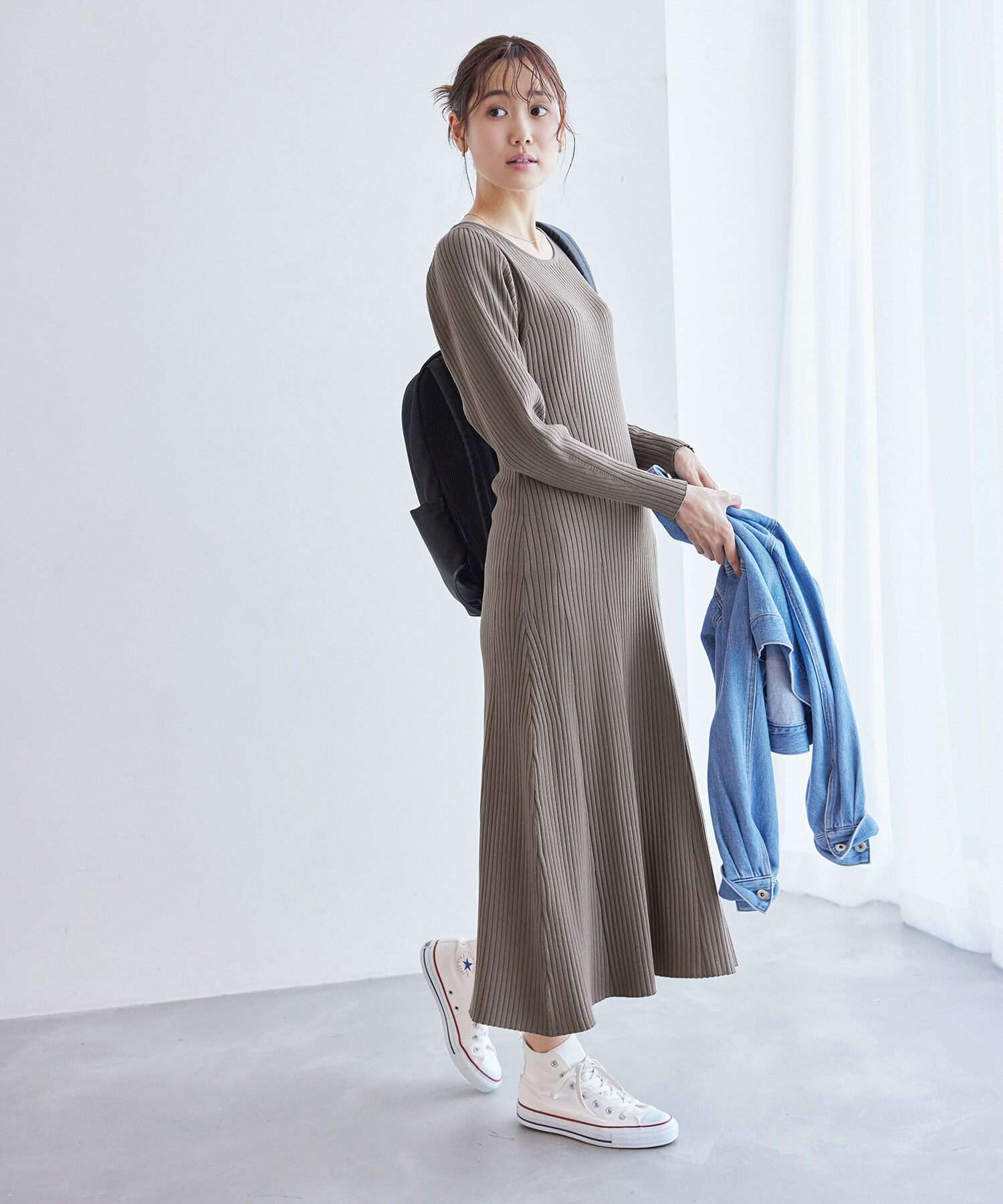 Rope&rsquo;Picnic「【WEB限定】きれいめフレアニットワンピース」|ワンピース|